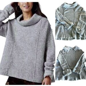 Free People Heathered Gray Turtleneck Sweater